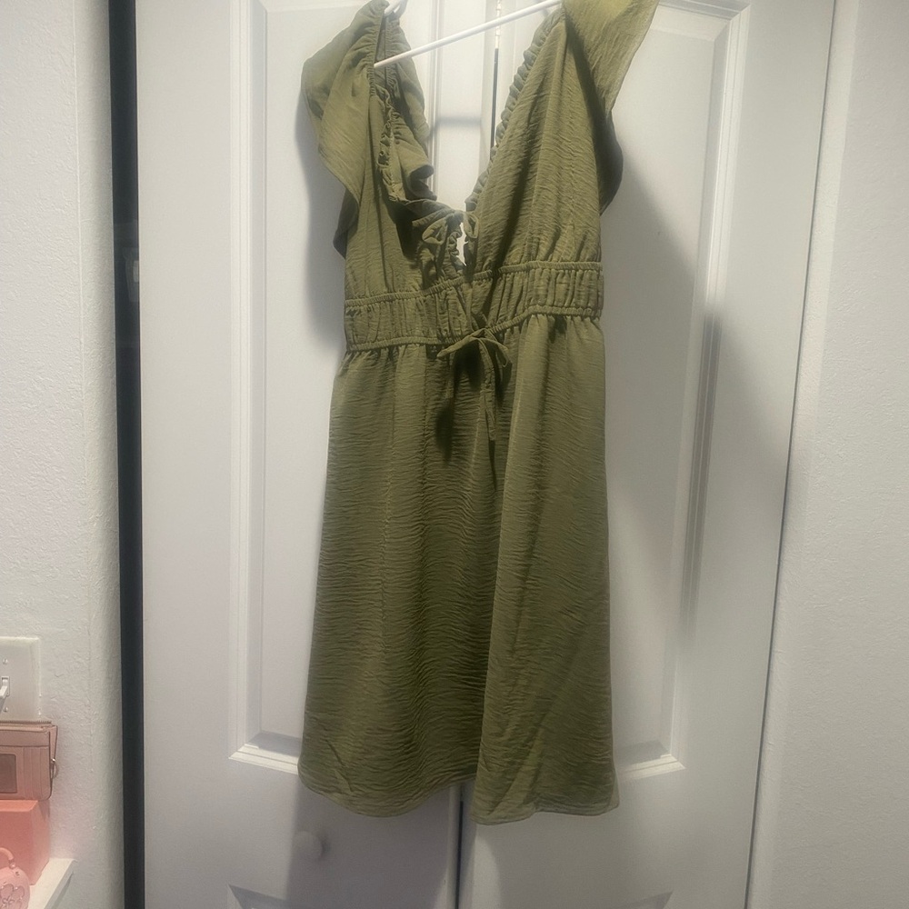 Olive Green Sleeveless Dress